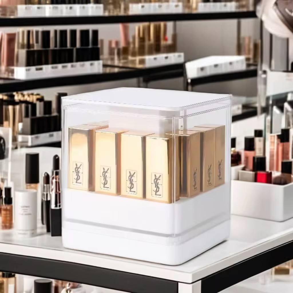 صندوق منظم للميكاب 12 خانة شفاف يفتح بالضغط