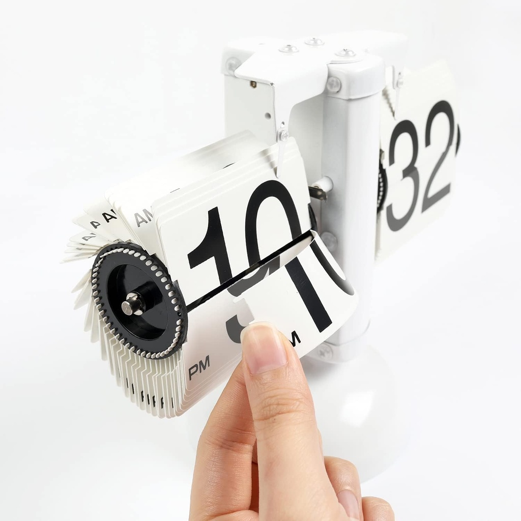 ساعة مكتب رقمية قلابة بتصميم كلاسيكي عتيق تعمل بالبطارية