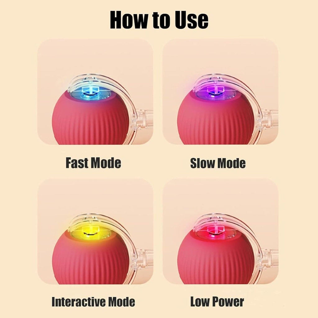 كرة تفاعلية دوارة لتسلية القطط والحيوانات الاليفة بيو اس بي للشحن