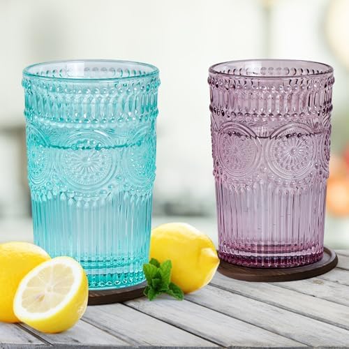 طقم كوبايات زجاج مزخرف 6 قطع بسعة 385 ملي