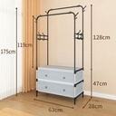 ستاند لتنظيم الملابس مع هوك جانبي لتعليق الشنط والاسكارف و 2 درج لتنظيم الاحذية