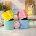 مج بورسلين بتصميم مموج ويد دائرية مناسب لشرب النسكافية والاتيه 350 ملي