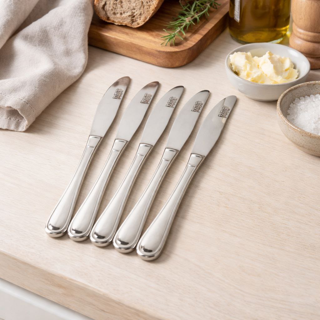 طقم سكاكين عشاء 12 قطعة استانليس ستيل باللون الفضي