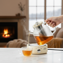 كاتيل بايركس شفاف مع مصفاة داخلية للشاي والاعشاب بسعة 2 لتر