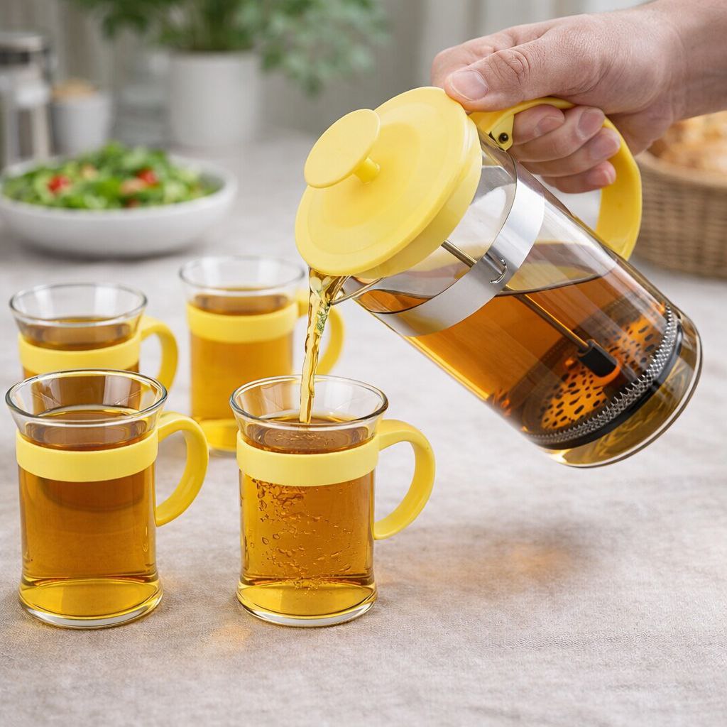 طقم كوفى بريس + 6 كوبايات لشرب القهوة والشاي