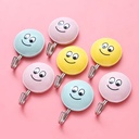 طقم هوك لاصق 2 قطعة شكل سمايل فيس لتعليق المفاتيح والكابات