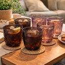 طقم كوبايات زجاج مصنفر ملون 6 قطع بسعة 220 ملي