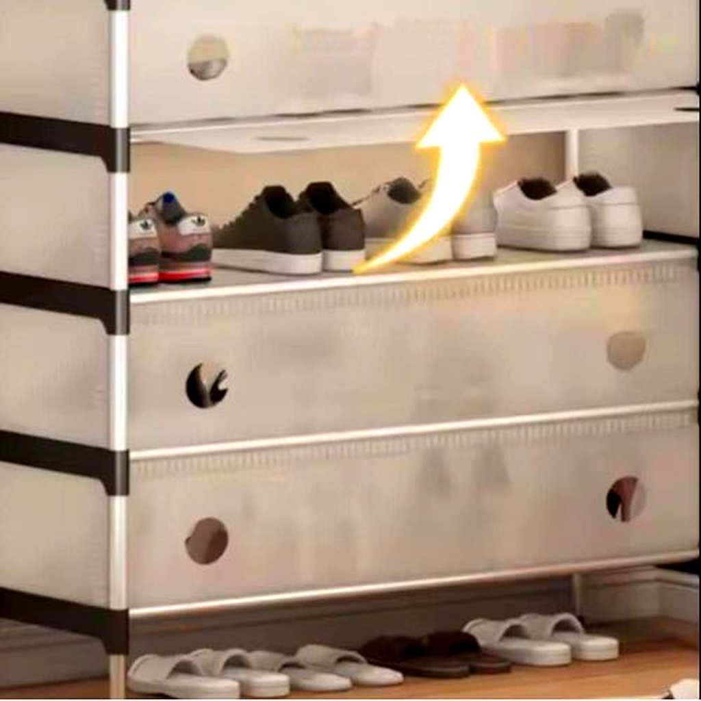 جزامة بـ 4 أرفف لتنظيم الاحذاية مع 8 هوكات لتعليق الشنط والكابات والشماسات