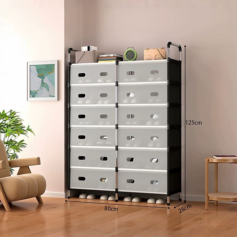 جزامة 3 أدوار مزدوجة بقوائم معدنية و6 أدراج لتنظيم وحفظ الأحذية