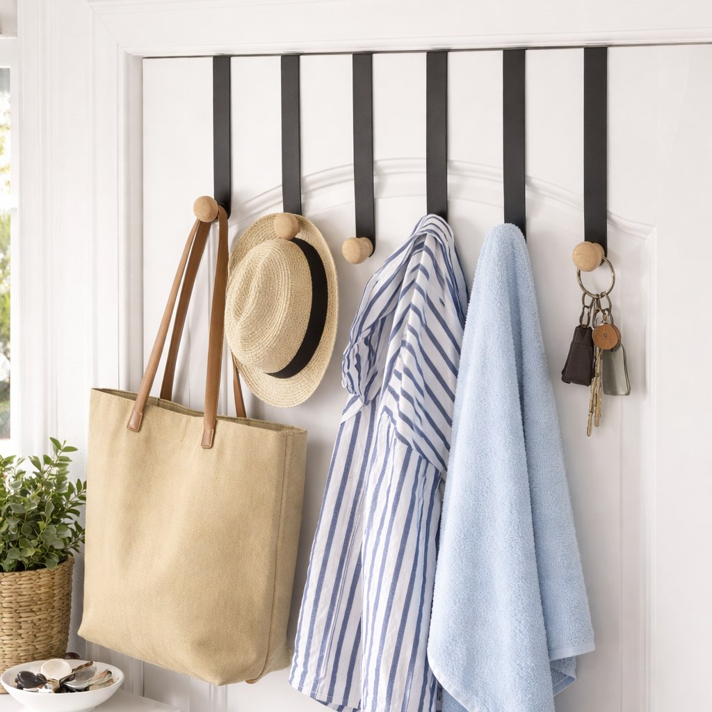 شماعة باب معدنية شكل بيانو 6 هوك لتعليق الملابس والفوط