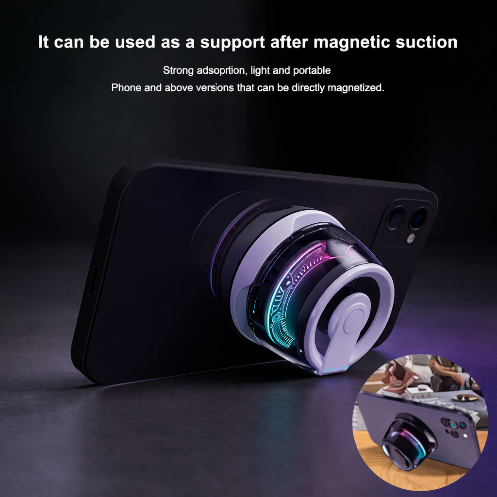 سبيكر لاسلكي مغناطيسي ميني مع اضاءة ار جي بي قابل للشحن بقوة 5 فولت