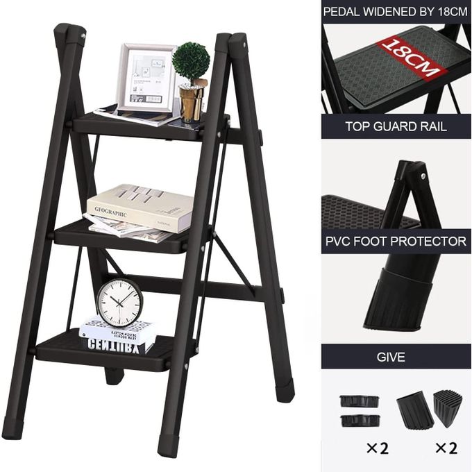 سلم قابل للطي 3 درجات يتحمل 150 كجم 80 سم