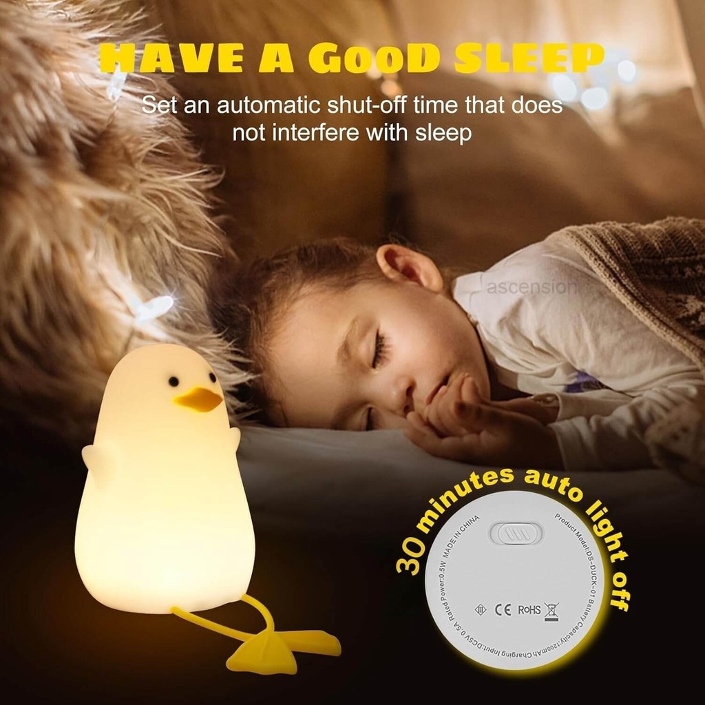 وناسة سيليكون بتصميم بطة بأرجل طويلة ب 8 ألوان إضاءة مختلفة بيو اس بي للشحن