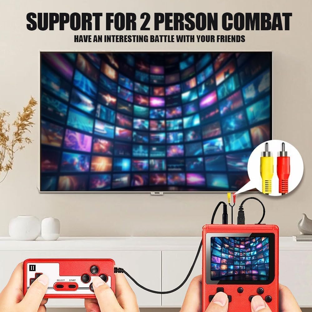 جهاز ألعاب محمول بأكثر من 400 لعبة يدعم الاتصال بالتليفزيون ببطارية 800 ملي أمبير قابلة لإعادة الشحن
