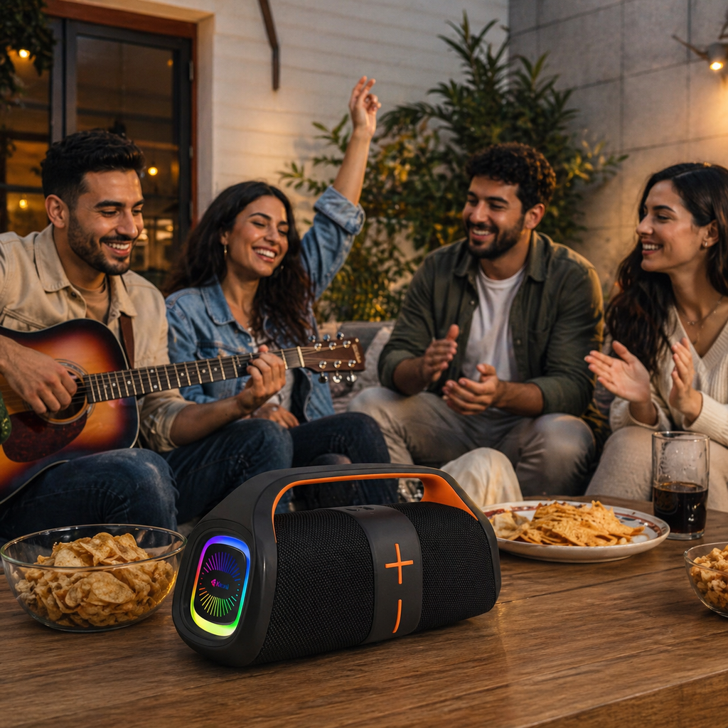 سبيكر لاسلكي مكبر للصوت مع إضاءة أر جي بي  بقوة 20 وات بطارية 3600 ملي امبير