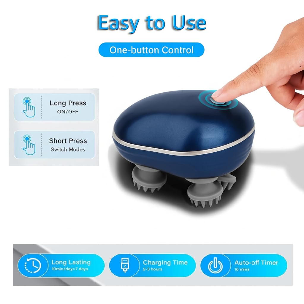 جهاز تدليك فروة الرأس بتصميم سلحفاة ب 4 مستويات لتحفيز نمو الشعر بالضوء الاحمر