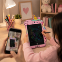 تابلت تعليمي  للأطفال بشكل يونيكورن 8.5 بوصة للرسم والكتابة وتعلم الألوان مع قلم وزر مسح وقفل الشاشة