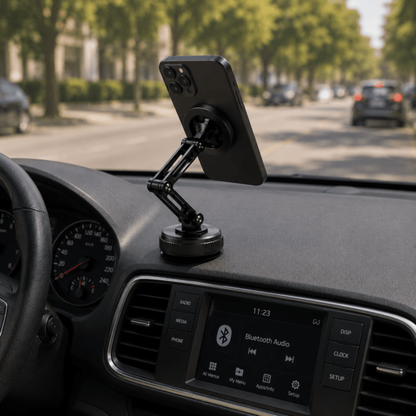 حامل موبايل مغناطيسي للسيارة قابل للدوران 360 درجة بقاعدة شفط قوية وثابتة
