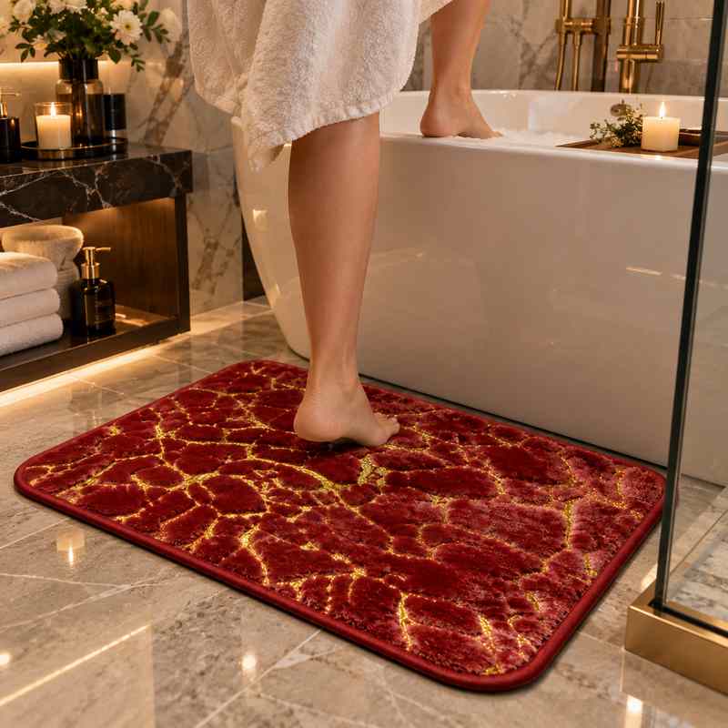 دواسة حمام قطيفة ناعمة بتصميم رخامي
