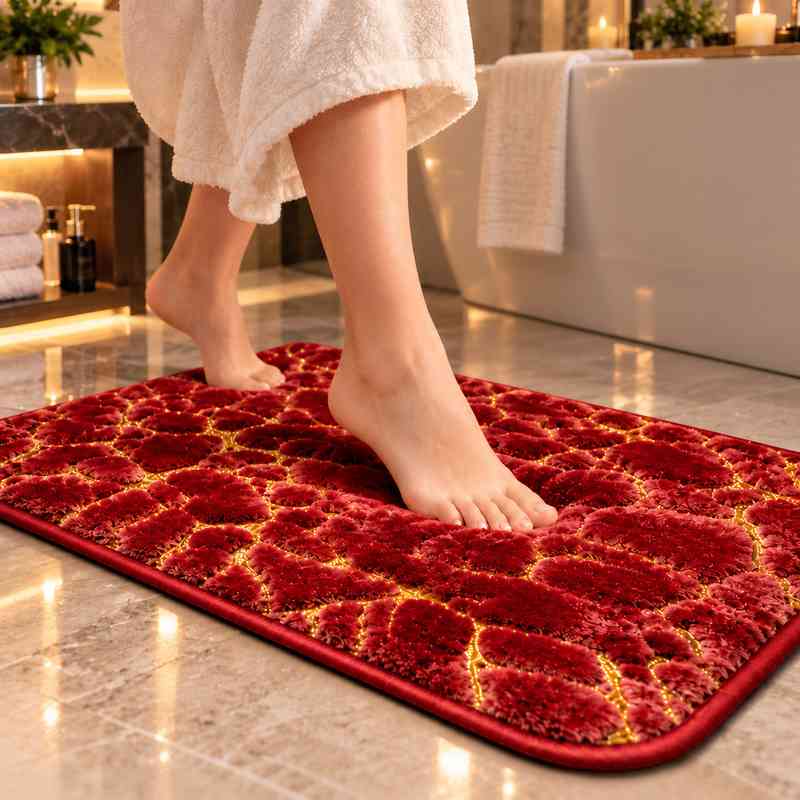 دواسة حمام قطيفة ناعمة بتصميم رخامي