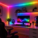 شريط ليد RGB متعدد الألوان بطول 5 متر مع ريموت كنترول ولاصق دبل فيس