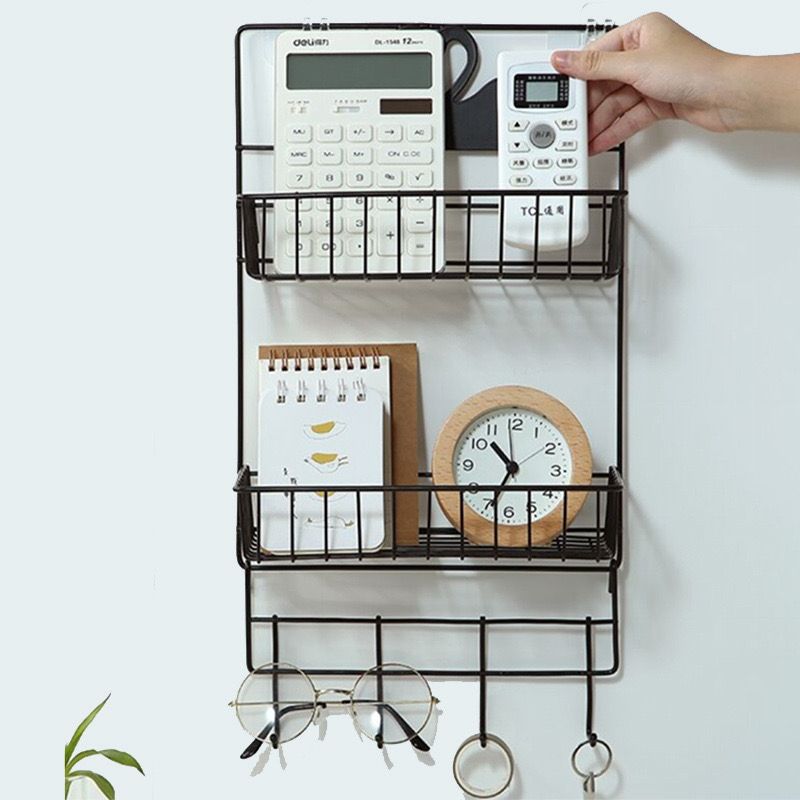 استاند معدن 2 دور لحمل وتنظيم ادوات المطبخ والحمام ب 4 هوك بلزق دبل فيس قوي