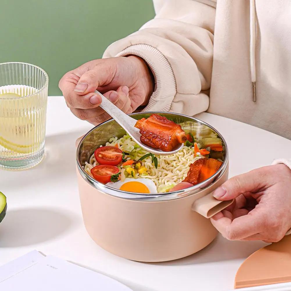 لانش بوكس بحلة استانليس ستيل لحفط حرارة الطعام بغطاء محكم الغلق ومعلقة لسهولة تناول الطعام بيد