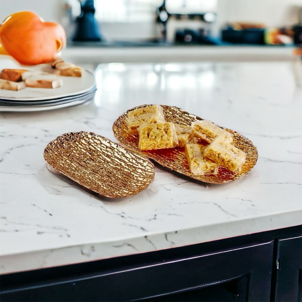 صينية جولد لحمل وتقديم الفواكه والحلويات والكحك و البيتي فور للضيوف بشكل شيك مختلف