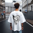 Greek Statue تيشيرت اوفر سايز قطن باللون الابيض للرجال