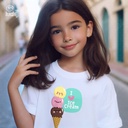 I 💗 Ice cream تيشيرت اطفال قطن باللون الابيض