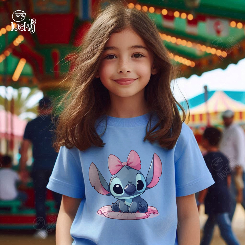 Stitch تيشيرت اطفال قطن باللون اللبني