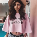 Feel Your Feelings كروب توب اوفر سايز قطن باللون البينك