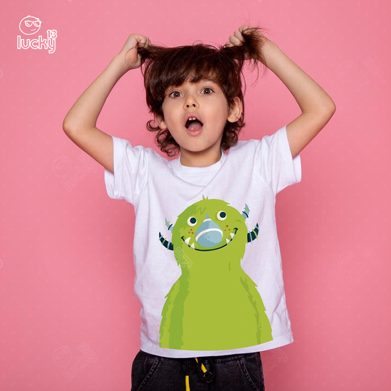Cute Monster تيشيرت اطفال قطن باللون الابيض