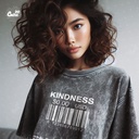 Kind Ness كروب توب اوفر سايز باللون الرمادي