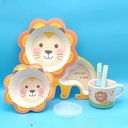 طقم طعام للاطفال شكل اسد 5 قطع