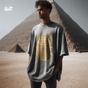 Gold Scarab pharaonic تيشيرت اوفر سايز قطن باللون الرمادي للرجال