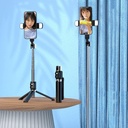 سيلفي ستيك دوار مع ترايبود قابل للتمدد واضاءة للتصوير يعمل بالبلوتوث