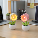 كشاف ووناسة ميني شكل وردة برأس متحركة للمكتب يعمل بالبطارية