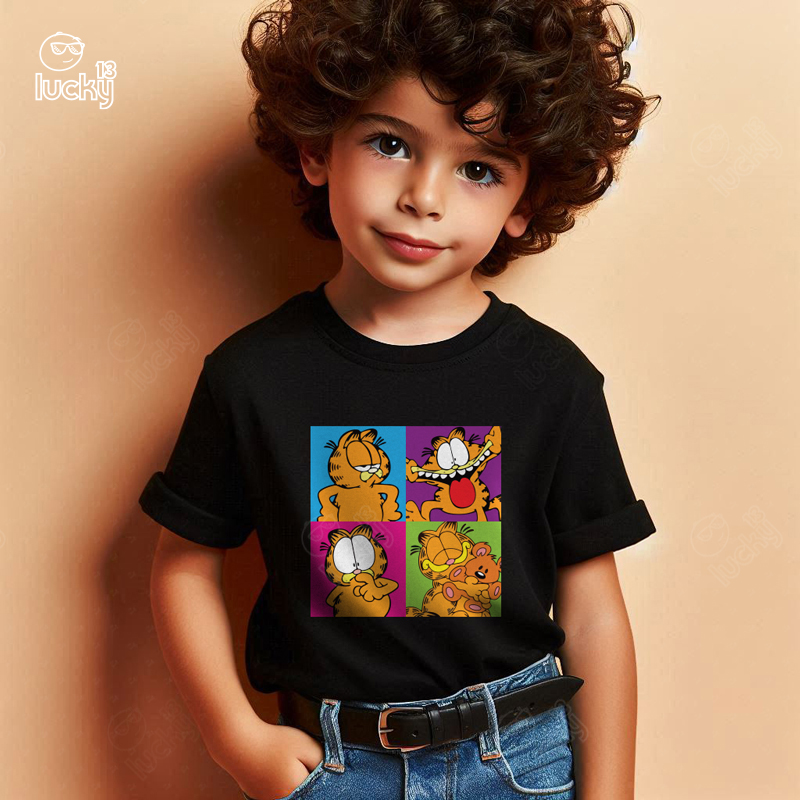 Garfield تيشيرت اطفال قطن باللون الاسود