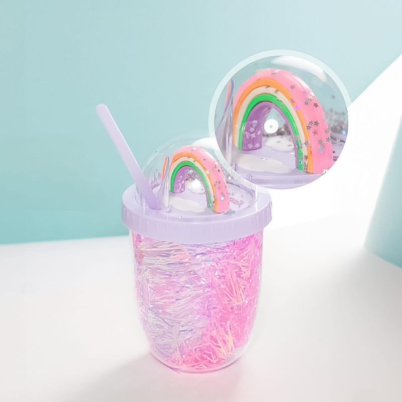 مج جليتر مللي بغطاء مجسم قوس قزح من الاعلي مع شاليموه