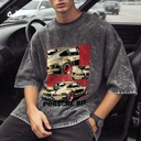 Porsche 911 تيشيرت اوفر سايز قطن باللون الرمادي للرجال