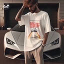 Back To The Future تيشيرت اوفر سايز قطن باللون الابيض للرجال