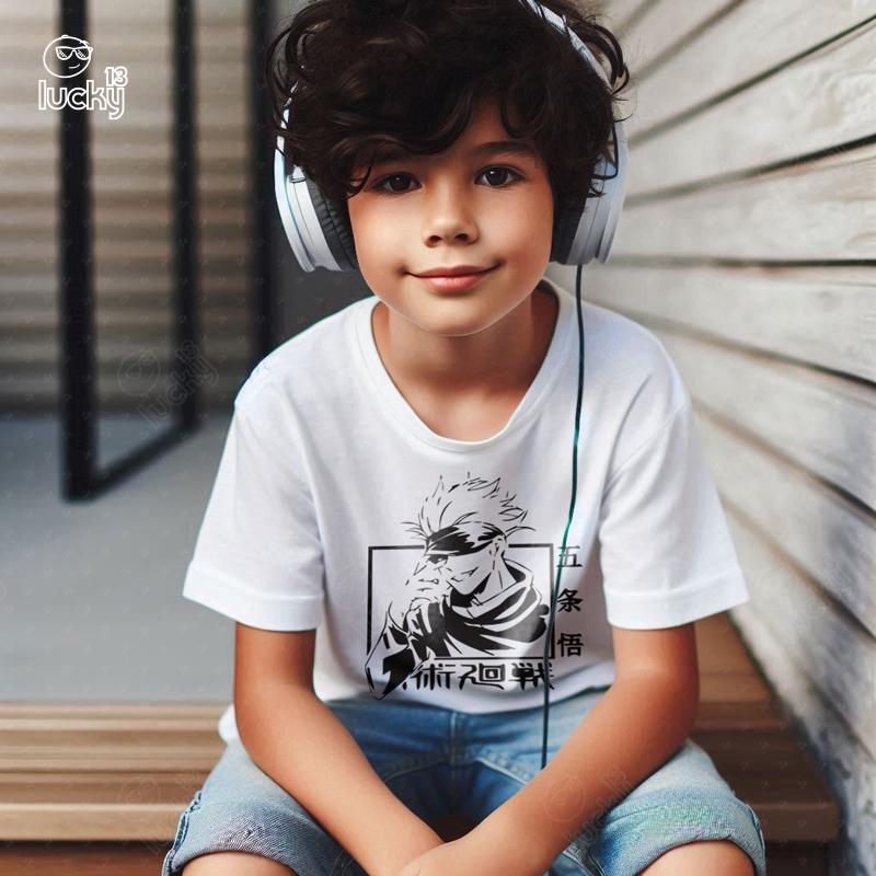 Satoru Gojo تيشيرت اطفال قطن باللون الابيض