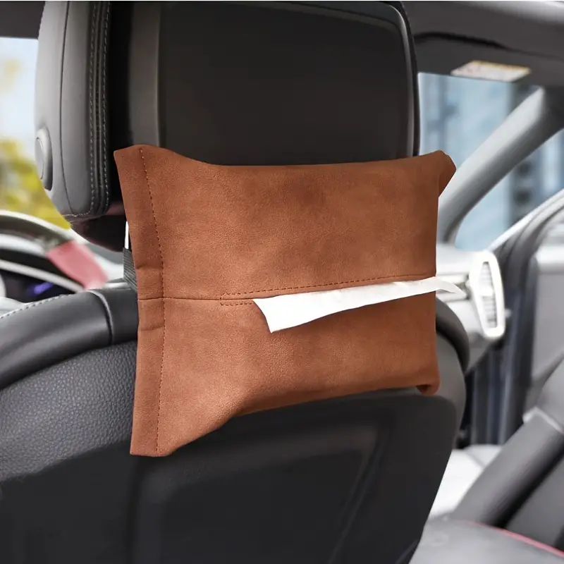 علبة مناديل قطيفة بحزام تركب علي كرسي او مسند السيارة