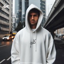 هودي &quot;كايرو&quot; اوفر سايز قطن للرجال باللون الابيض