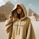 Isis Wings  هودي اوفر سايز قطن للنساء باللون البيج