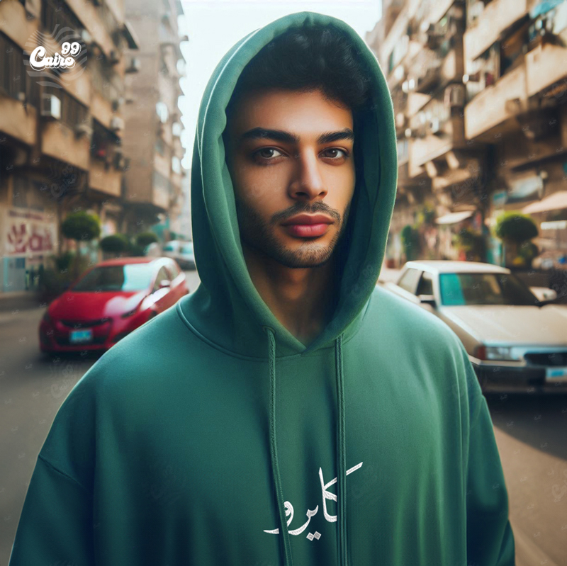 هودي &quot;كايرو&quot; اوفر سايز قطن للرجال باللون الاخضر