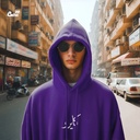 هودي &quot;كايرو&quot; اوفر سايز قطن للرجال باللون الموف