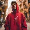 هودي &quot;كايرو&quot; اوفر سايز قطن للرجال باللون الاحمر