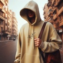 هودي &quot;كايرو&quot; اوفر سايز قطن للرجال باللون البيج